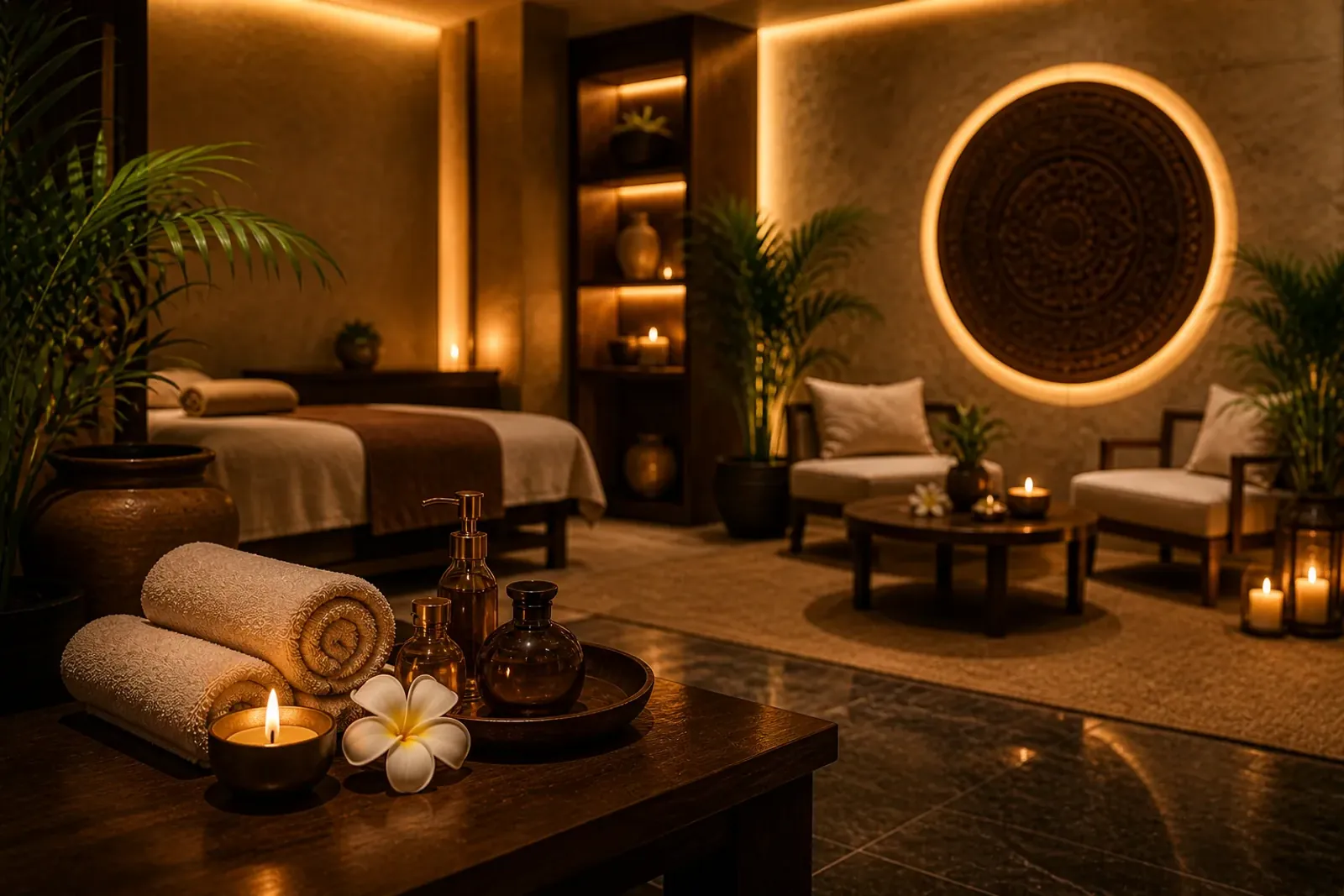 The relaxation lounge and treatment area at Vessa Thai Spa, Dubai