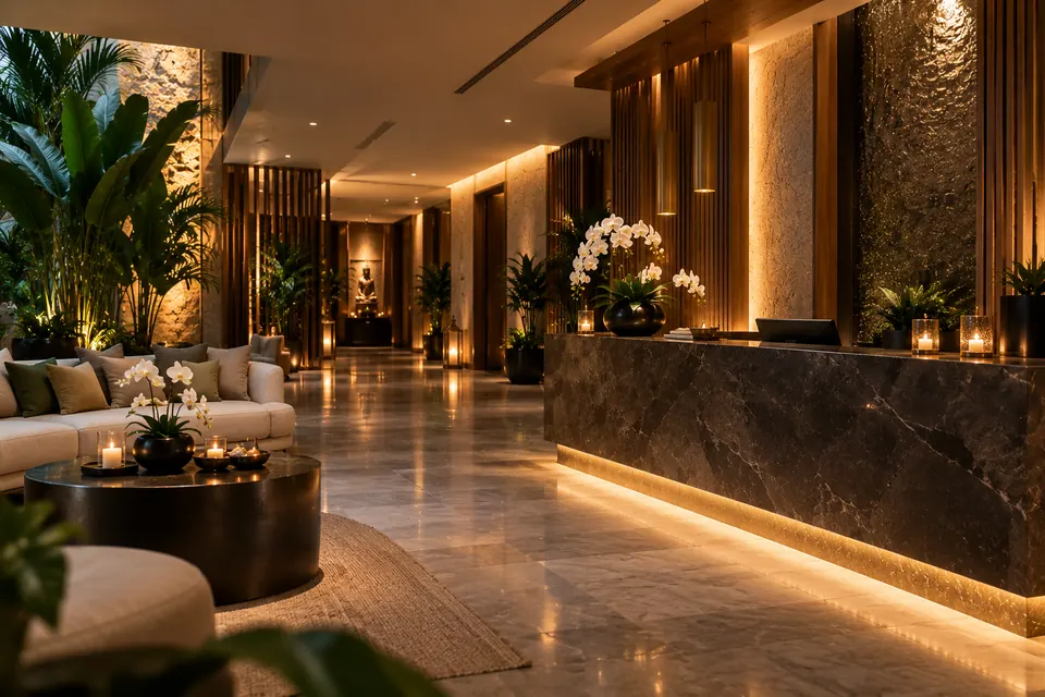 Reception lounge at Vessa Thai Spa, a luxury spa near you in Dubai